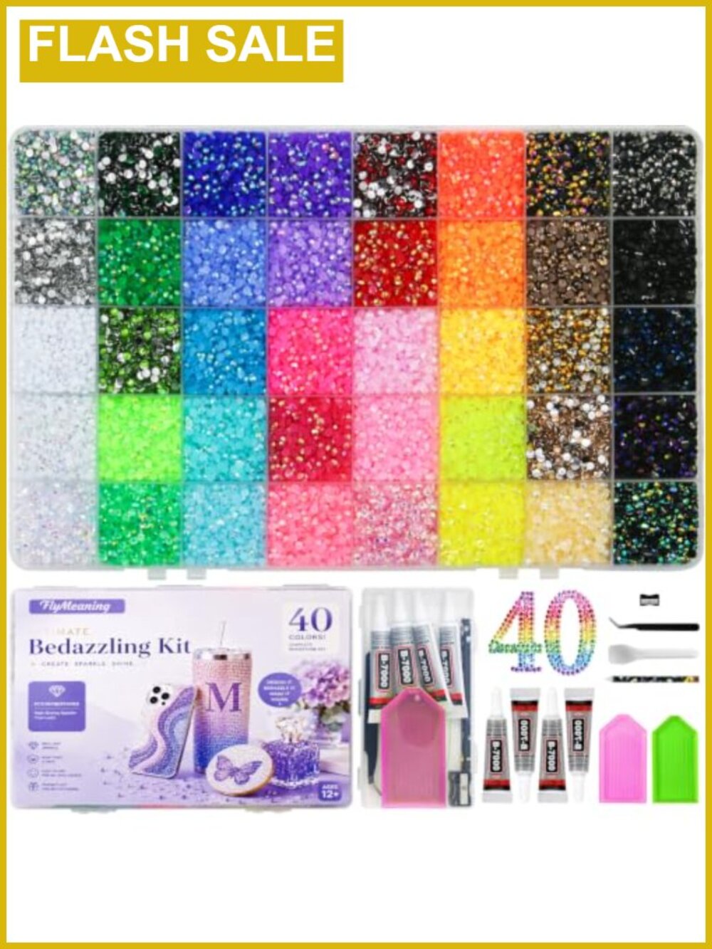 60000 Pcs Rhinestone Bedazzling Kit with Glue & Tools